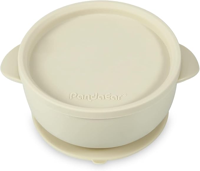 PandaEar 3 Pack Baby Bowls with Suction| Leak-Proof Stay Put Silicone Food Bowl with Lids for Babies Kids Toddlers Infants| Food Grade Soft Safe BPA-Free Silicone (Pink Rose Linen)