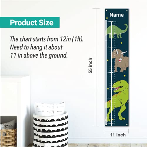 Personalized Kids Canvas Growth Chart, Kids Height Chart, Growth Chart Banner, Dinosaur Theme