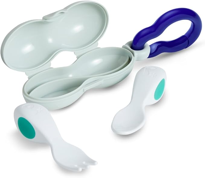 doddl Baby Spoon and Fork Set with Travel Case, Ergonomic Utensils For Self Feeding, Silverware for Babies 6 Months and Up, BPA Free, Dishwasher Safe