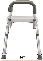 HEALTHLINE Adjustable Shower Bench with Arms – Lightweight Bath Seat with Padded Handles, Height 15"–20", White Plastic Seat with Drainage Holes, for Balance Assistance in Shower/Tub, 300 lb Capacity