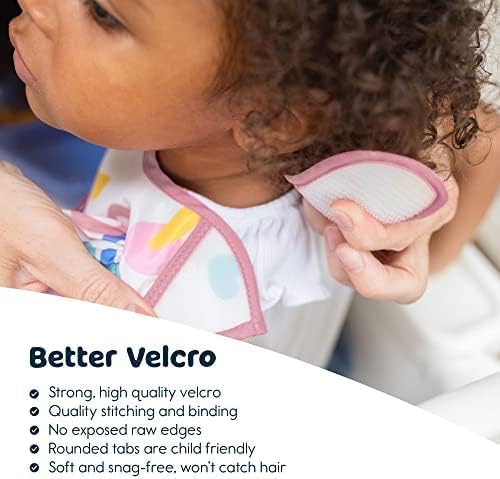 Tiny Twinkle Mess Proof Baby Bibs for Eating - Waterproof, Wipeable Bibs - Toddler Bibs - Travel Friendly - PFAS, PVC, BPA, Phthalate Free - Baby Food Bibs(3 Pack,Cotton Candy)