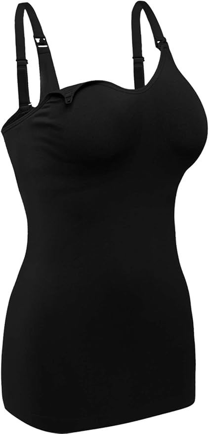 Women's Maternity Nursing Tank Tops with Built in Bra for Breastfeeding Camisoles Shirt 4Pack