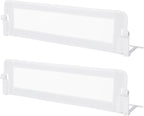 BABY JOY Double Sided Bed Rail Guard, 2 Pack, Extra Long, Swing Down for Convertible Crib, Folding Baby Safety Bedrail for Kids Twin Full Size Queen King Mattress, Rails for Toddlers (White, 60")