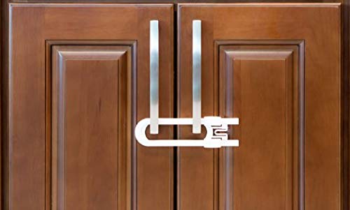 Sliding Cabinet Locks for Child Safety | Baby Proof Your Kitchen, Bathroom, and Storage Doors | Childproof Safety Locks for Knobs and Handles | Easy Install (4 Pack, White)