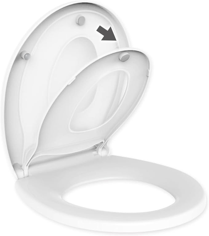 R&T Round Toilet Seat with Built in Potty Training Seat, Slow Close Toddler Seat Fits both Adult and Child, Easy To Install & Clean