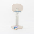 PLAYSMOL Basketball Hoop for Toddlers & Kids, Rainbow Backboard with Blue Rim, Indoor Outdoor Mini Basketball Hoop, Adjustable Height, Colorblock Plush Ball Included, Ages 18m+