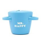 Snack Cups for Toddlers by Bella Tunno, Silicone Spill Proof Food Container with Lid, Babies & Kids 6-12 Months, Mr Happy