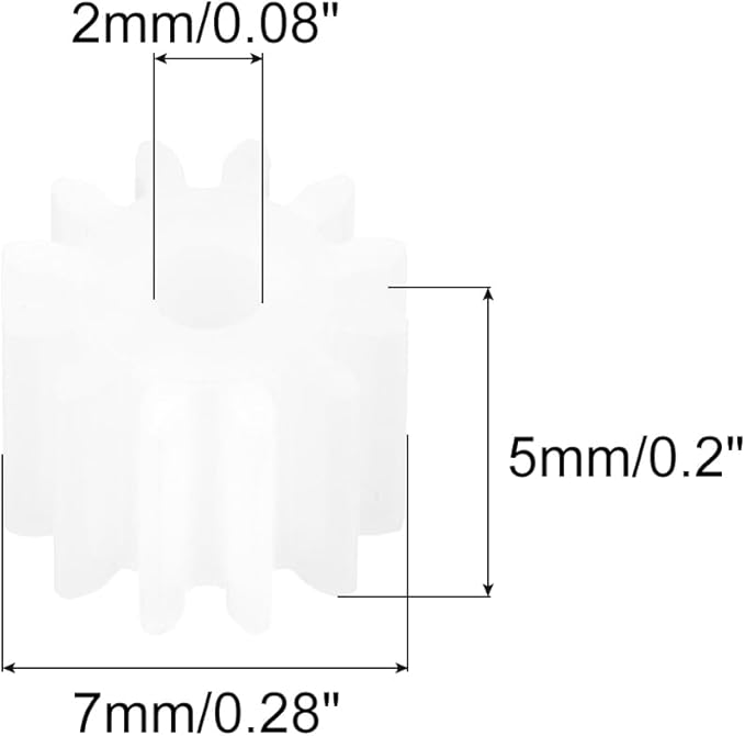 MECCANIXITY 30 Pcs Plastic Gears 12 Teeth Plastic Motor Gear Model 122A Reduction Gear for RC Car Model DIY Robot (White, Module 0.5)