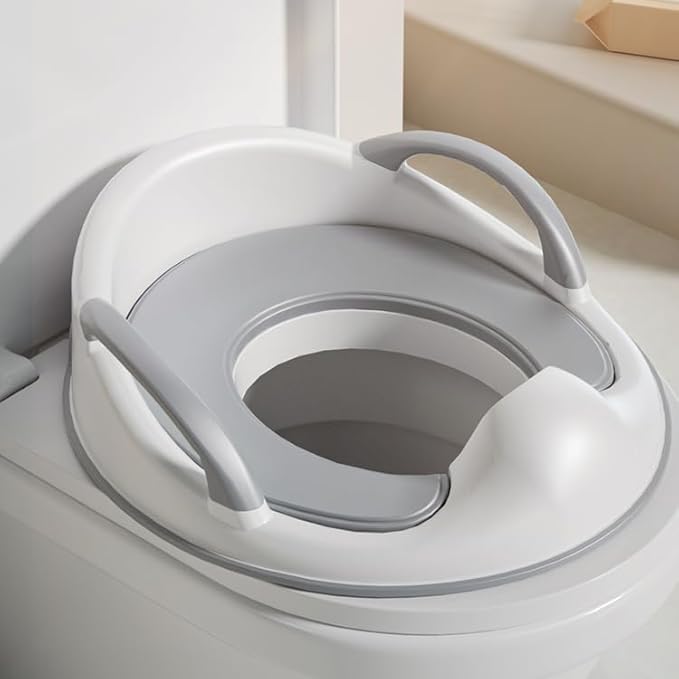 PandaEar Baby Toddler Potty Training Toilet Seat for Boys and Girls with Handles| Child Kids Potty Seat Toilet Seat Attachment| Safe Urine Guard Non-Slip Rubber Rim| Fits Round & Oval Toilets