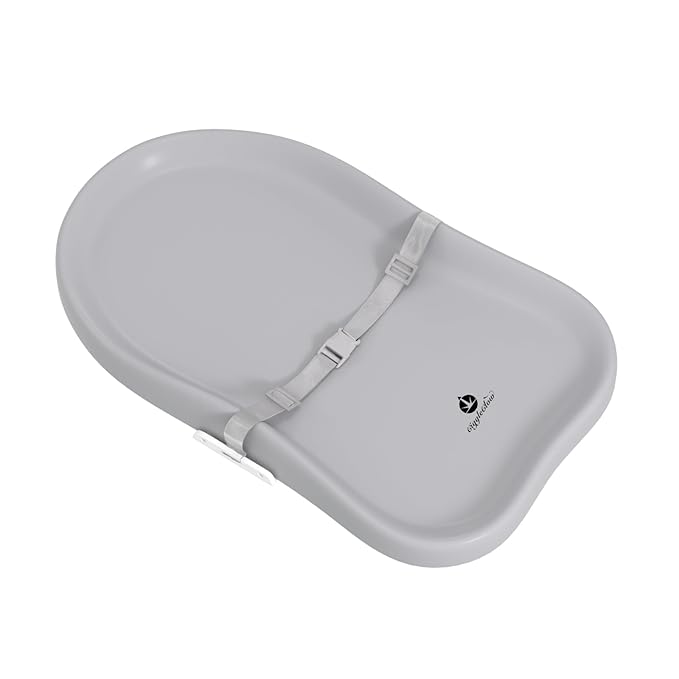 Baby Diaper Changing Pad with Adjustable Belt – Portable, Waterproof, Peanut-Shaped Design, Non-Slip Base for Table and Dresser, Grey