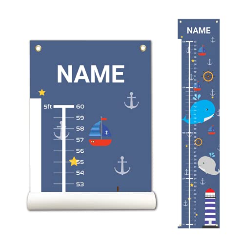 Sungwon Personalized Kids Canvas Growth Chart, Whale
