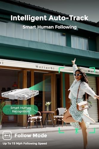 X1 Drone with Camera, Self-Flying Camera Drone with Follow Me Mode, Foldable Mini Drone with HDR Video Capture, Palm Takeoff, Intelligent Flight Paths, Hands-Free Control White (Standard)