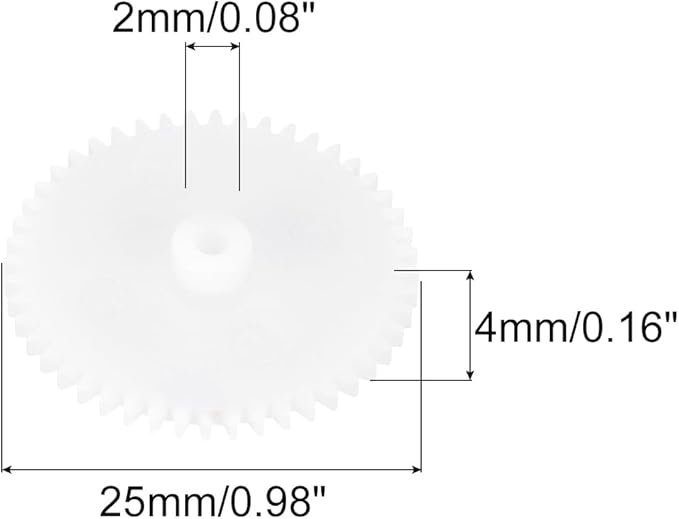 MECCANIXITY 20 Pcs Plastic Gears 48 Teeth Plastic Motor Gear Model 482A Reduction Gear for RC Car Model DIY Robot (White, Module 0.5)