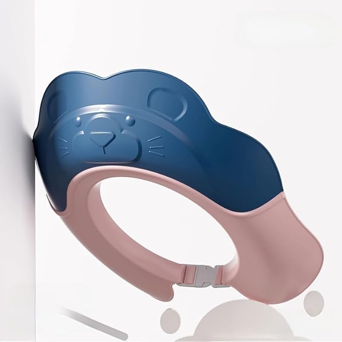 Baby Shower Cap - Waterproof Bath Visor for Toddlers 1-3 Years, Extra Soft Silicone Hair Washing Hat for Kids, Keep Water Out of Eyes(Animal Design) (Blue)