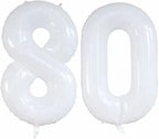 GOER Number 80 Balloons for 80th Birthday Party Decorations,42 Inch Jumbo Foil Helium Balloons for 80th Anniversary (White)