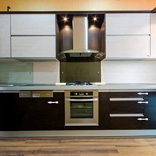 Child Safety Cabinet Locks (6 Pack) – Adjustable Baby Proofing Strap Latches with Strong 3M Adhesive – No Drill Childproof Locks for Drawers, Cabinets, Fridge, Door, Closet, Grey