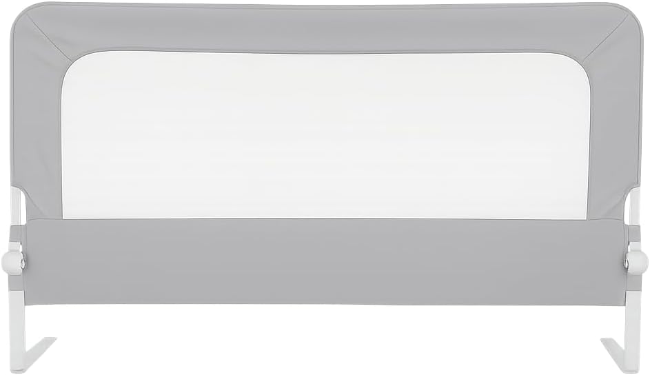 59'' x 22.8" Extra Long Toddler Bed Rail Guard, 1-Pack – Foldable & Portable Safety Rail with Breathable Mesh, Tool-Easy Assembly, Durable Steel Frame, Fits Twin/Full/Queen/King Beds, Grey