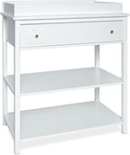 Milliard Nursery Dresser and Baby Changing Table with Storage & Removable Diaper Changing Top, White Modern Diaper Changing Station, Includes Spacious Drawer and Shelves, 18.5 x 35.5 x 40 inches