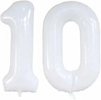 GOER Number 10 Balloons for 10th Birthday Party Decorations,42 Inch Jumbo Foil Helium Balloons for 10th Anniversary (White)