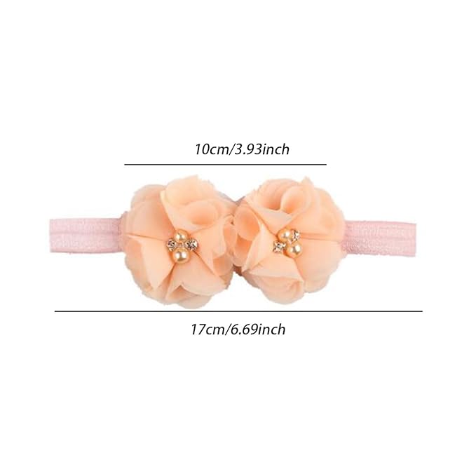FZBNSRKO Baby Girls Floral Headbands Set,15 Pack Mixed Baby Chiffon Headbands Baby Girl Flower Headband Elastic Hairband for Newborn Toddler Hair Accessories(2 flowers)
