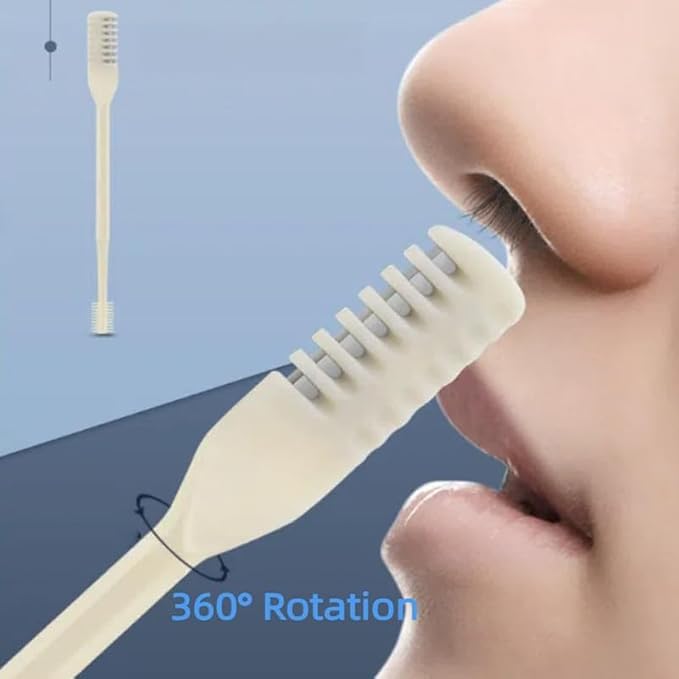 Double Sided Nose Hair Knife, 2-in-1 Nasal Hair Cutter, Nostril Hair Remover Tool, Portable Manual 360° Rotating Nose Hair Trimmer with Ear Picker for Women Men (3Pcs)