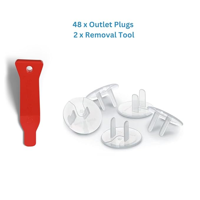 48 Pack Outlet Covers Baby Proofing, Provide Shock Prevention and Easy Installation, Safe and Secure Plastic Plug Covers for Power Sockets (48 Outlet Covers)