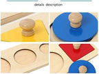 Adena Montessori Colorful Multiple Shape Puzzles Toys for 6-12 Months 1 Year Old Toddler Babies First Shapes Geometric Jumbo Knob Wooden Puzzle Color Sorter (3 Pieces)