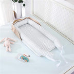 Baby Lounger for Newborn Portable Bag,Baby Nest Play Gym mat with Strap,Newborn Lounger Adjustable Size & Inner Zipper Lengthen Space to 24 Months(Gray Thousand Bird Check)