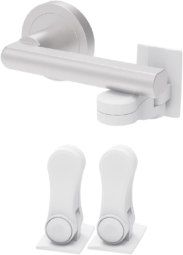 Inaya Child Proof Door Lever Lock, Baby Proofing Door Handle Lock, Minimalist Design, 3M Adhesive & No DrillingNeed, Child Safety Door Handle Locks (2 Pack)