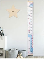 Kids Growth Chart, Wood Frame Fabric Canvas Height Measurement Ruler from Baby to Adult for Child's Room Decoration 7.9 x 79in (7.9 x 79in, Blue Dinosaur)