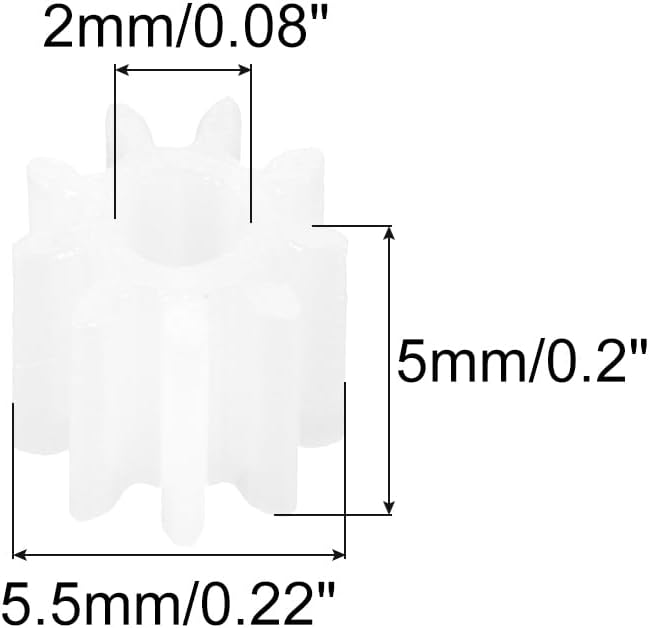 MECCANIXITY 30 Pcs Plastic Gears 9 Teeth Plastic Motor Gear Model 92A Reduction Gear for RC Car Model DIY Robot (White, Module 0.5)