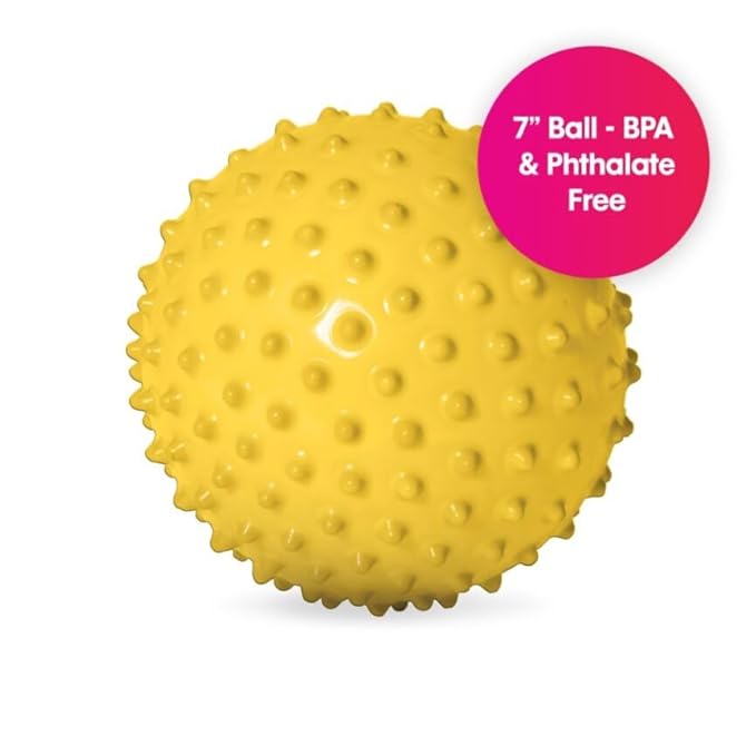Edushape Sensory Ball for Baby - 7" Yellow Color Ball Enhances Gross Motor Skills for Kids 6 Months & Up