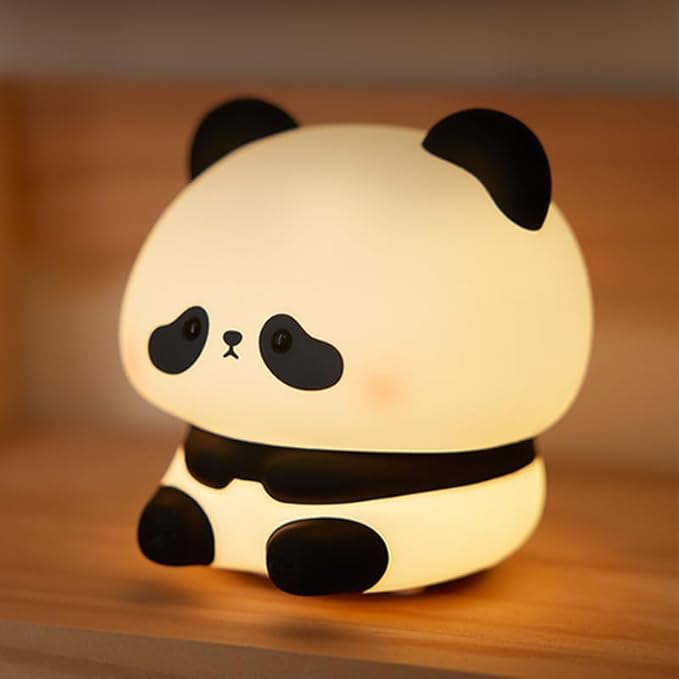 ATSUI Cute Panda Night Light, LED Squishy Novelty Animal Night Lamp, Food Grade Silicone, 3 Level Dimmable Rechargeable Nursery Nightlight for Breastfeeding Toddler Baby Kids, Cute Gifts for Kids