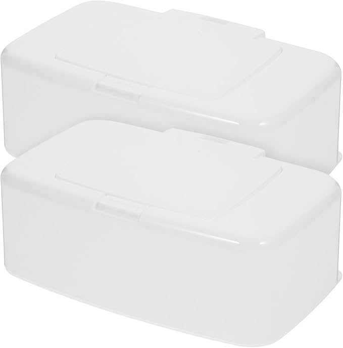 2Pcs Refillable Baby Wipe Container Wipes Dispenser Case Baby Wipes Storage Container Sealed Keeps Wet Tissue Box Cover Holder 6.68 x 4.13 x 2.36Inch