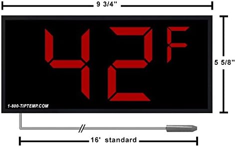 Large Display Thermometer Made in The U.S.A with 4" Digits for Extra Large Display, Thermometer Displays in °C or °F. Large LED Temperature Display(2 Digit Model)