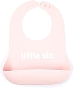 Baby Bib for Eating by Bella Tunno, Waterproof Silicone Bib with Large Food Catcher, Adjustable Fit for Babies 4-12 months & Toddlers 1-3 Years, Boys & Girls, Little Sis