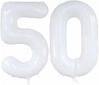 GOER Number 50 Balloons for 50th Birthday Party Decorations,42 Inch Jumbo Foil Helium Balloons for 50th Anniversary (White)