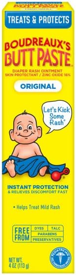 Boudreaux's Butt Paste Original Diaper Rash Cream, Ointment for Baby, 4 Oz (Pack of 5)