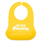 Baby Bib for Eating by Bella Tunno, Waterproof Silicone Bib with Large Food Catcher, Adjustable Fit for Babies 4-12 months & Toddlers 1-3 Years, Boys & Girls, Oh Hey Sunshine