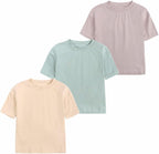 Baby Boys Girls Cotton T-Shirts 3Pack Solid Color Short Sleeve Tee Summer Crewneck Tops for Toddler Kids