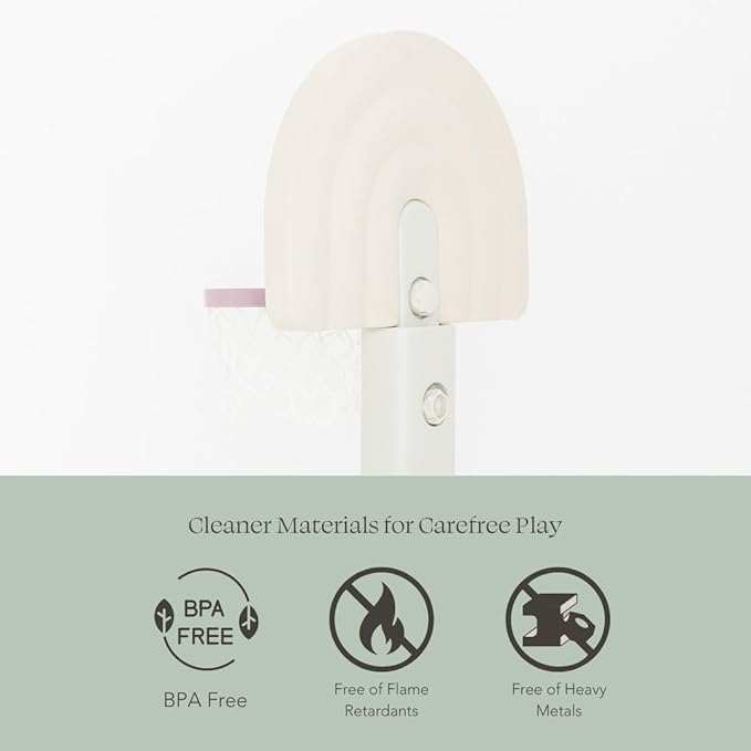 PLAYSMOL Basketball Hoop for Toddlers & Kids, Rainbow Backboard with Blue Rim, Indoor Outdoor Mini Basketball Hoop, Adjustable Height, Colorblock Plush Ball Included, Ages 18m+