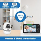 HelloBaby 5" Screen Baby Monitor with 3 Cameras - No WiFi HB6550 Video Baby Monitor, 1000ft Long Range, ECO, 26 Hour Battery, Pan-Tilt-Zoom Night Vision, Temperature Sensor & 2-Way Audio, 8 Lullabies