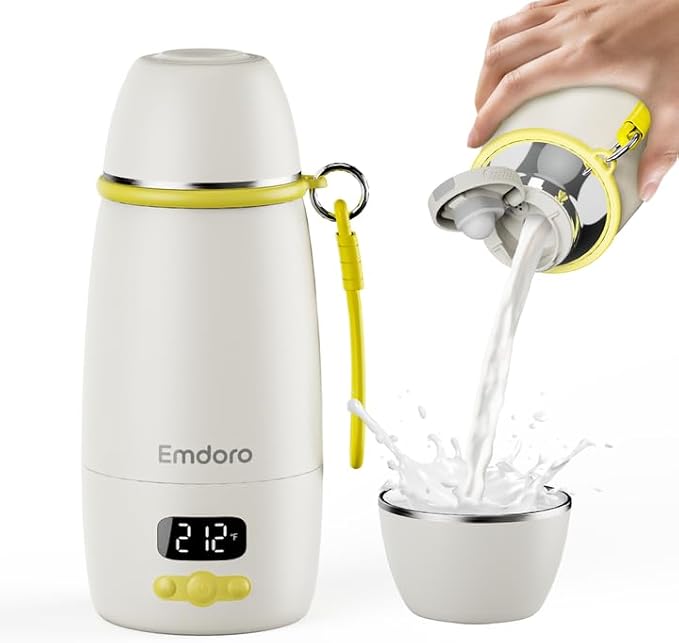 Portable Bottle Warmer for Travel, 212℉ Boil & 149℉ Pasteurization, 17.5oz Milk Warmer for Baby with Temp Control, 16000mAh Bottle Warmer On The Go, Portable Milk and Water Warmer