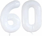 GOER Number 60 Balloons for 60th Birthday Party Decorations,42 Inch Jumbo Foil Helium Balloons for 60th Anniversary (White)