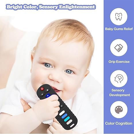 YAPROMO Baby Silicone Teething Toys, Toy Remote for Babies 3-18 Months, Kids Remote Teething Toy, TV Remote Shaped Teethers BPA Free/Refrigerator Safe