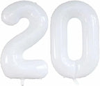 GOER Number 20 Balloons for 20th Birthday Party Decorations,42 Inch Jumbo Foil Helium Balloons for 20th Anniversary (White)