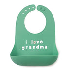 Bella Tunno Baby Bib for Eating, Waterproof Silicone Bib with Large Food Catcher, Adjustable Fit for Babies 4-12 months & Toddlers 1-3 Years, Boys & Girls, I Love Grandma