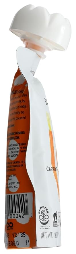 White Leaf Provisions Organic Purees / Baby Food Pouches - Fruits, Veggies & Grains, Toddler snack, Regeneratively Farmed, No Added Sugar, Non-GMO, BPA-Free Pouches 3.17 oz (Pack of 24, Carrot + Sweet Potato + Pea