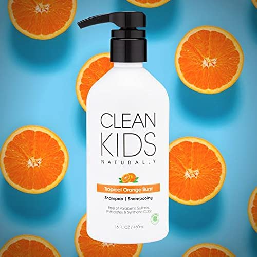Clean Kids Naturally Tropical Shampoo- EWG Verified, All-Natural, Coconut-free, Gluten-free, Vegan, and Cruelty-free, Paraben-Free (16 Fl Oz, Orange Burst)
