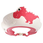 Baby Shower Cap Shield, Shower Cap for Kids, Visor Hat for Eye and Ear Protection for 0-9 Years Old Children,Cute Dinosaur/Crocodile/Hippo shape Makes the Baby Bath More Fun (Dinosaur, Red)